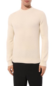 Мужской кашемировый джемпер PIACENZA CASHMERE 1733 белого цвета, арт. 12145/050 | Фото 3 (Мужское Кросс-КТ: Джемперы; Материал внешний: Шерсть, Кашемир; Рукава: Длинные; Принт: Без принта; Длина (для топов): Стандартные; Материал сплава: Проставлено; Драгоценные камни: Проставлено; Вырез: Круглый; Стили: Кэжуэл)