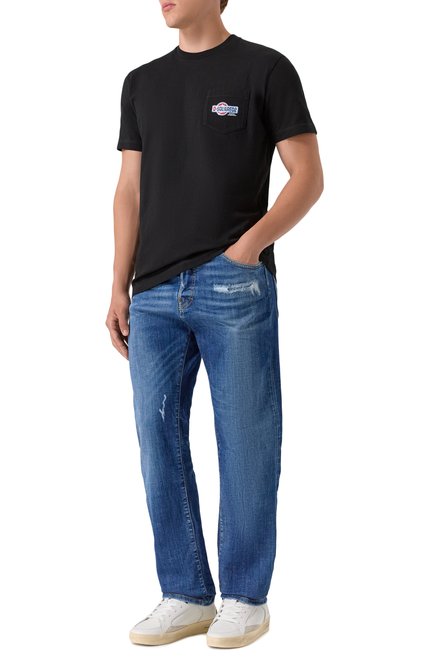 Мужская хлопковая футболка DSQUARED2 черного цвета, арт. S74GD1449/D20020 | Фото 2 (Длина (для топов): Стандартные; Материал внешний: Хлопок; Автоматизация состава: Проставлено; Стили: Кэжуэл; Рукава: Короткие; Принт: С принтом; Мужское Кросс-КТ: Футболка-одежда; Автоматизация ТО: Проставлено; Детали: Без декора)