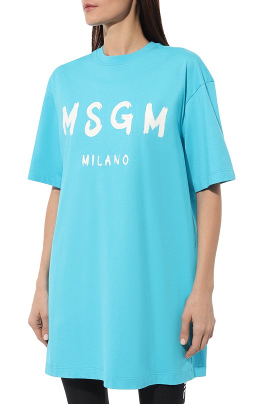 Хлопковое платье MSGM 3641MDA510/247002 Голубой  3641MDA510/247002 Фото 3