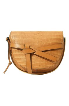 Женская сумка gate из кожи крокодила LOEWE бежевого цвета, арт. 329.25AT20/CP0R | Фото 1 (Сумки-технические: Сумки через плечо; Материал: Экзотическая кожа; Материал внутренний: Не назначено; Размер: medium; Материал сплава: Проставлено; Ремень/цепочка: На ремешке; Драгоценные камни: Проставлено; Статус проверки: Проверена категория)