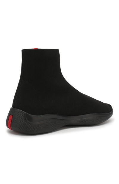 Высокие текстильные кроссовки prada linea rossa PRADA черного цвета по цене 73000 руб., арт. 4T3351-2OA8-F0002, фото 4 Высокие текстильные кроссовки prada linea rossa PRADA, арт. 4T3351-2OA8-F0002, фото 4