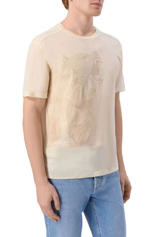 Шерстяная футболка Stefano Ricci MNH5204440/WV Кремовый  MNH5204440/WV Фото 3