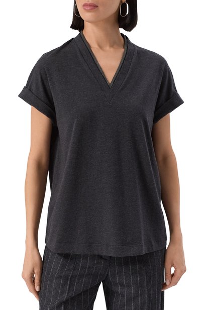 Хлопковая футболка BRUNELLO CUCINELLI, арт. MPT18BD222, фото 3