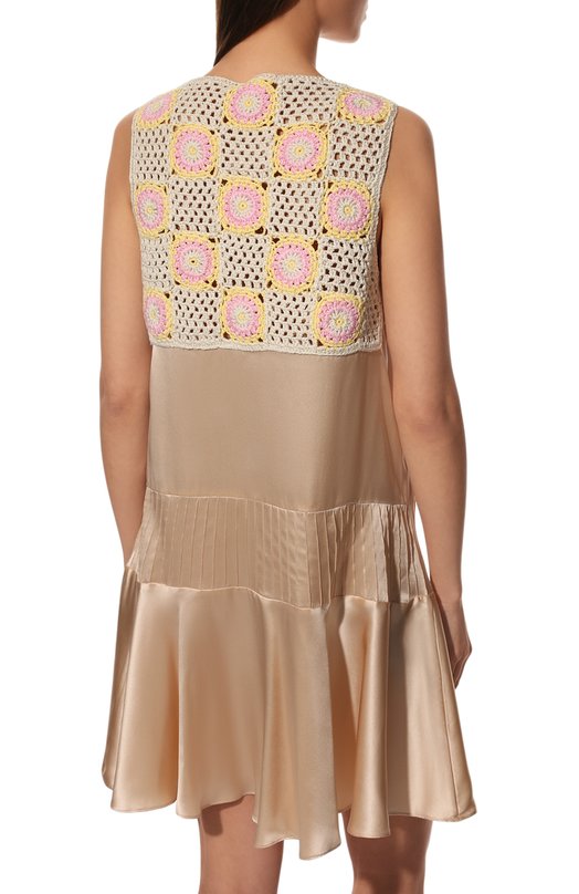 Шелковое платье Miu Miu MF4424-1ZRB-F0770 Бежевый  MF4424-1ZRB-F0770 Фото 4