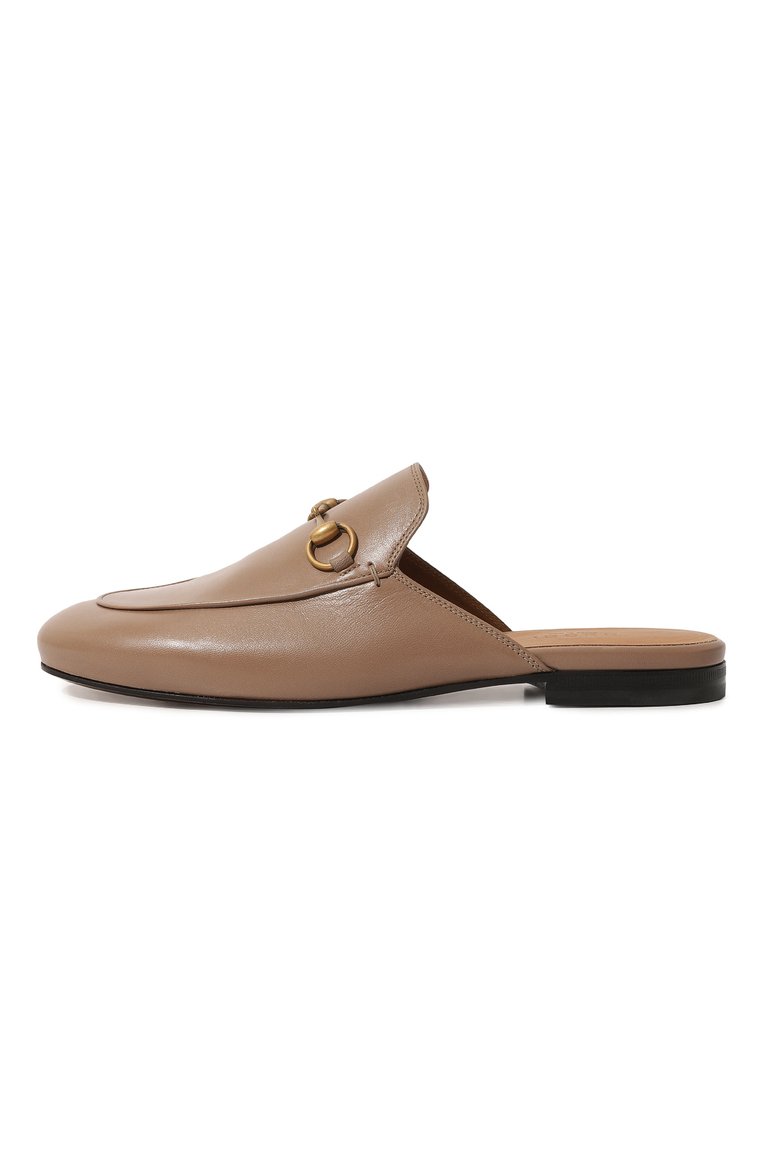 Женские кожаные сабо princetown GUCCI бежевого цвета, арт. 423513 C9D00 | Фото 4 (Каблук высота: Низкий; Подошва: Плоская; Материал внутренний: Натуральная кожа; Каблук тип: Устойчивый; Материал внешний: Натуральная кожа)