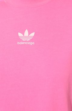 Женская хлопковая футболка balenciaga x adidas BALENCIAGA розового цвета, арт. 723955 TNVU4 | Фото 5 (Принт: С принтом; Длина (для топов): Удлиненные; Материал сплава: Проставлено; Материал внешний: Хлопок; Стили: Спорт-шик; Женское Кросс-КТ: Футболка-одежда; Драгоценные камни: Проставлено; Рукава: 3/4)