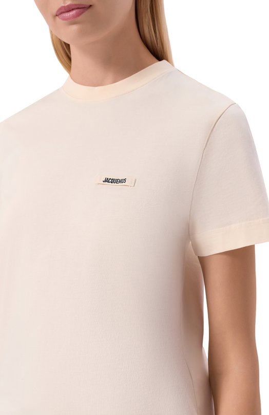 Хлопковая футболка Jacquemus 25HTSW00550/AJ00029 Бежевый  25HTSW00550/AJ00029 Фото 5