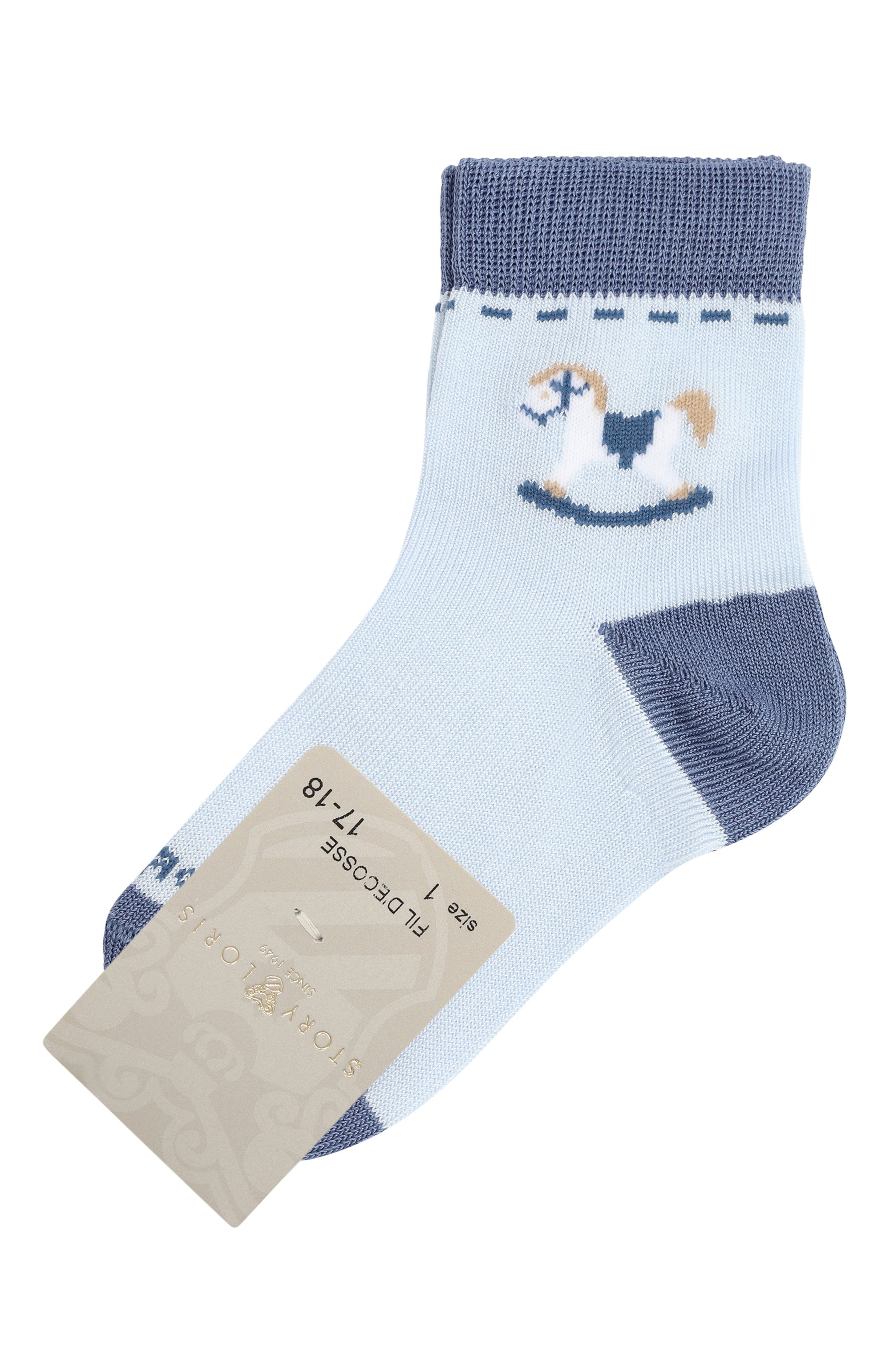 Хлопковые носки STORY LORIS голубого цвета по цене 2170 руб., арт. 8857/2, фото 1 Хлопковые носки STORY LORIS, арт. 8857/2, фото 1