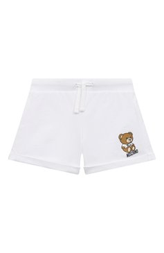 Детские хлопковые шорты MOSCHINO белого цвета, арт. HDQ000/LDA00/10-14 | Фото 1 (Материал внешний: Хлопок; Случай: Повседневный; Материал сплава: Проставлено; Нос: Не проставлено)