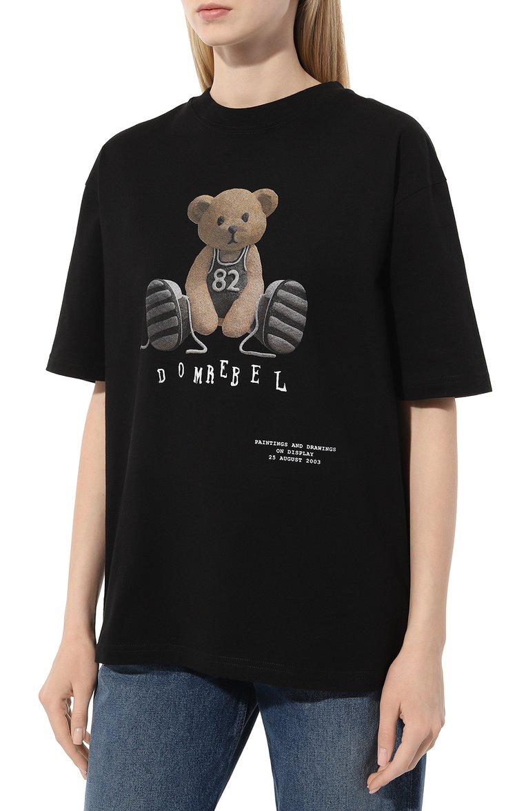 Женская хлопковая футболка DOMREBEL черного цвета, арт. GAMETIME/T-SHIRT | Фото 3 (Драгоценные камни: Проставлено; Длина (для топов): Стандартные; Материал сплава: Проставлено; Материал внешний: Хлопок; Рукава: Короткие; Принт: С принтом; Стили: Гранж)