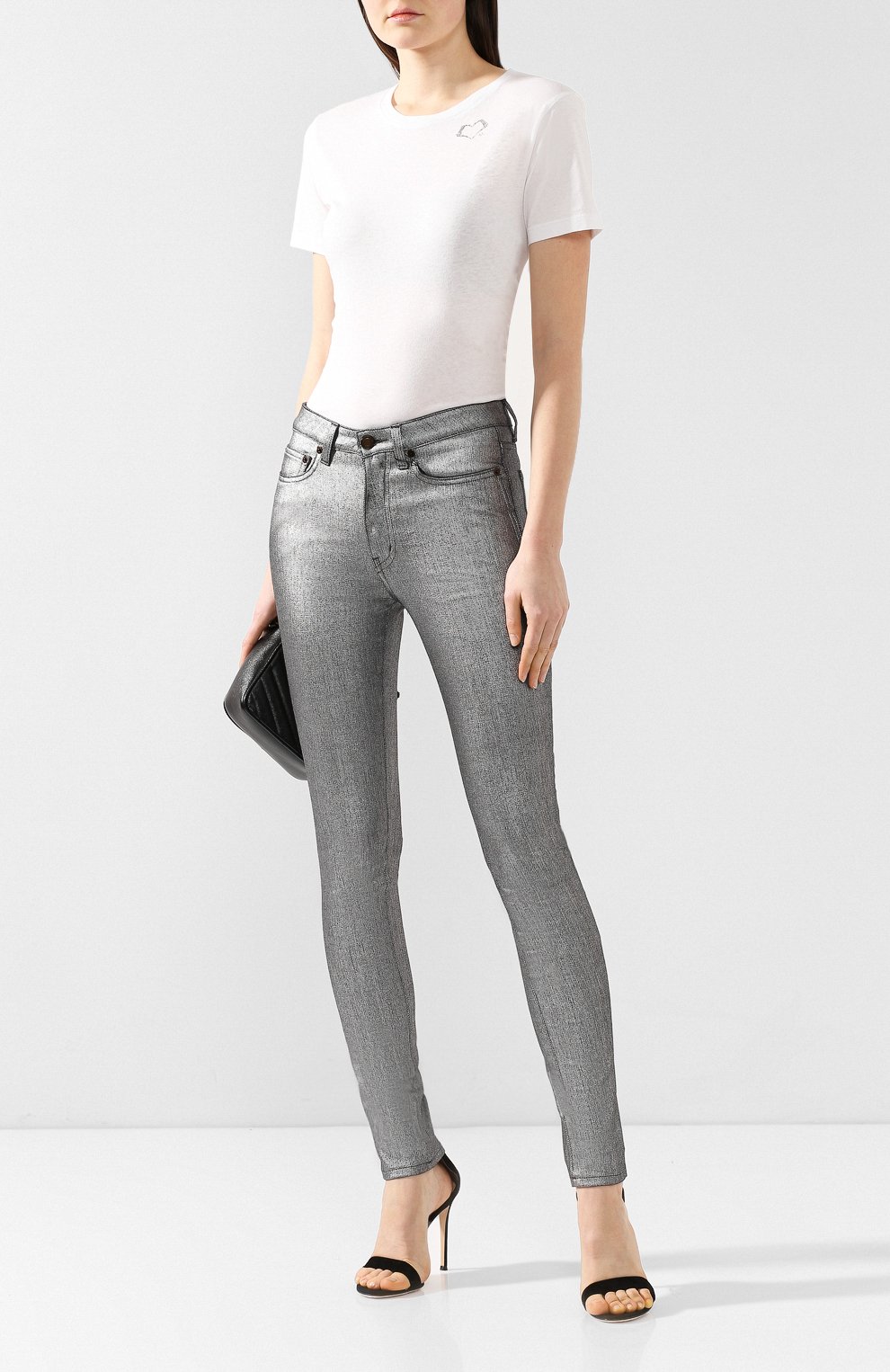 Хлопковая футболка SAINT LAURENT белого цвета по цене 41950 руб., арт. 557491/YBAQ2, фото 2 Хлопковая футболка SAINT LAURENT, арт. 557491/YBAQ2, фото 2