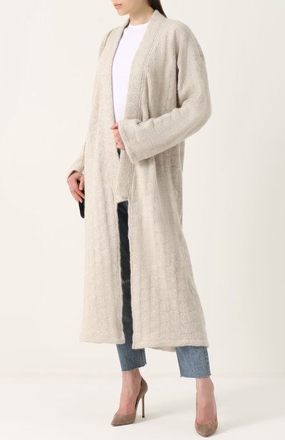 Удлиненный кардиган из кашемира THE ELDER STATESMAN молочного цвета по цене 337000 руб., арт. KSKIM, фото 2 Удлиненный кардиган из кашемира THE ELDER STATESMAN, арт. KSKIM, фото 2