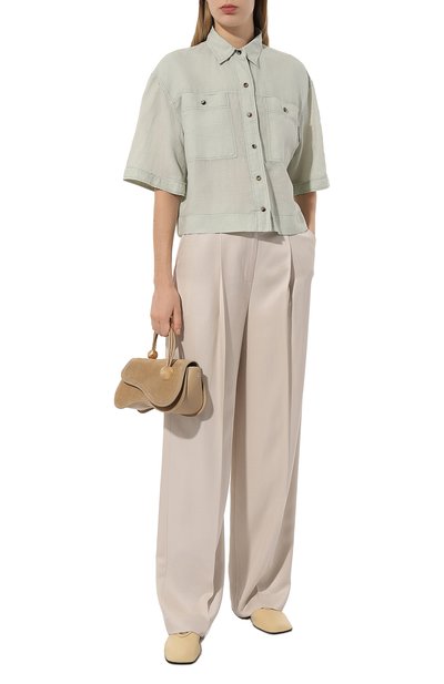 Женская рубашка изо льна и хлопка BRUNELLO CUCINELLI, арт. MD698B1304