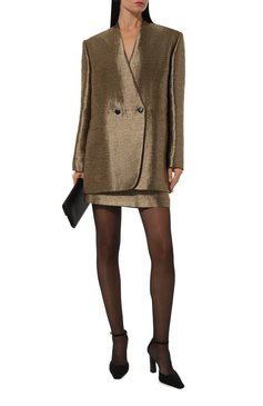 Женский жакет JM STUDIO бронзового цвета, арт. FW242516 | Фото 2 (Материал сплава: Проставлено; Длина (для топов): Удлиненные; Материал внешний: Хлопок, Синтетический материал; Драгоценные камни: Проставлено; Рукава: Длинные; Женское Кросс-КТ: Жакет-одежда; Стили: Кэжуэл; 1-2-бортные: Двубортные; Кросс-КТ: костюм)