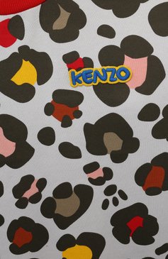 Детское хлопковое платье KENZO разноцветного цвета, арт. K12331/6Y-12Y | Фото 3 (Рукава: Длинные; Случай: Повседневный; Материал сплава: Проставлено; Материал внешний: Хлопок; Девочки Кросс-КТ: Платье-одежда; Драгоценные камни: Проставлено)