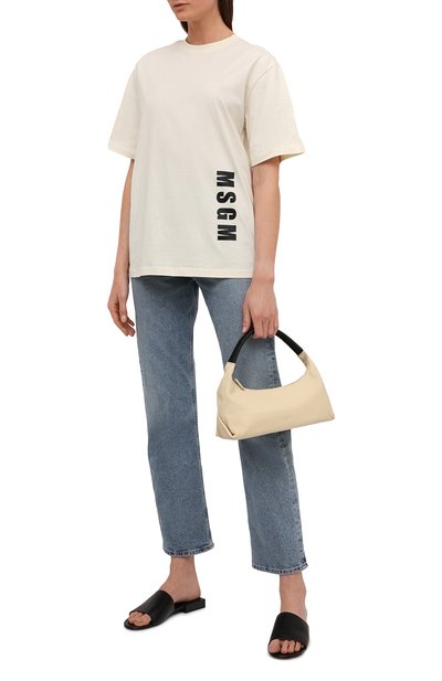 Хлопковая футболка MSGM кремового цвета по цене 12650 руб., арт. 3241MDM186 227298, фото 2 Хлопковая футболка MSGM, арт. 3241MDM186 227298, фото 2