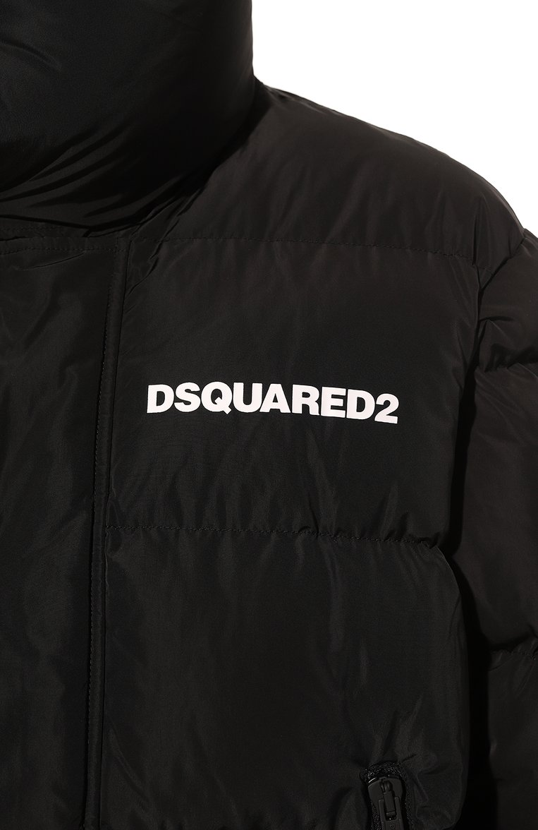 Мужская пуховик DSQUARED2 черного цвета, арт. S71AN0505/S53353 | Фото 5 (Материал сплава: Проставлено; Рукава: Длинные; Материал внешний: Синтетический материал; Драгоценные камни: Проставлено; Материал подклада: Синтетический материал; Длина (верхняя одежда): Короткие; Кросс-КТ: Куртка, Пуховик; Стили: Кэжуэл; Мужское Кросс-КТ: пуховик-короткий)