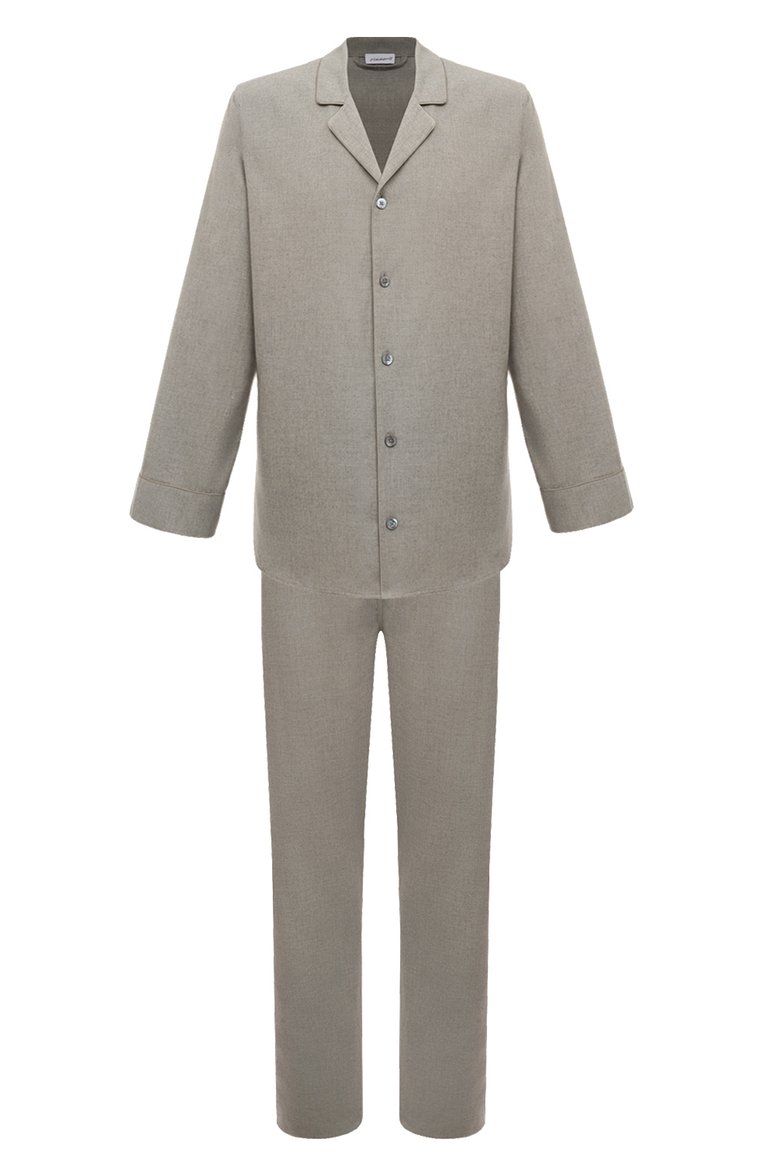 Мужская пижама из хлопка и шерсти ZIMMERLI серого цвета, арт. 4600-21001 | Фото 1 (Длина (брюки, джинсы): Стандартные; Материал внешний: Хлопок; Длина (для топов): Стандартные; Рукава: Длинные; Кросс-КТ: домашняя одежда)