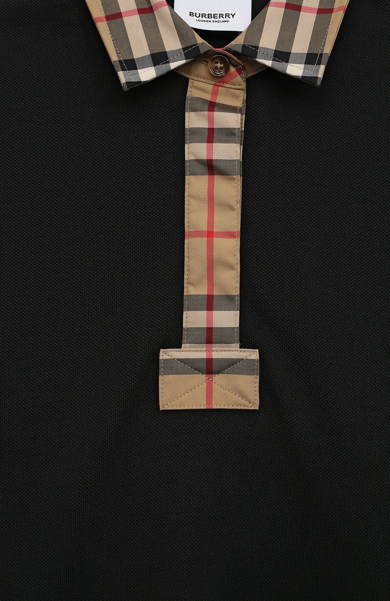 Детское хлопковое платье BURBERRY черного цвета, арт. 8053563A1189 | Фото 3 (Рукава: Короткие; Случай: Повседневный; Материал сплава: Проставлено; Материал внешний: Хлопок; Девочки Кросс-КТ: Платье-одежда; Драгоценные камни: Проставлено; Ростовка одежда: 10 - 11 лет | 140 - 146см, 12 лет | 152 см, 6 лет | 116 см, 8 лет | 128 см)