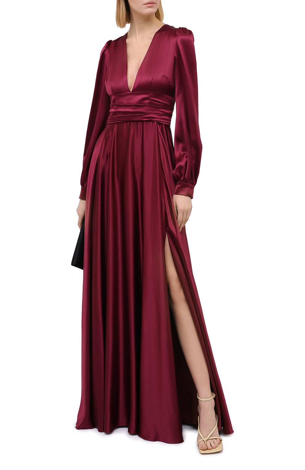 Атласное платье DOLCE & GABBANA бордового цвета по цене 521500 руб., арт. F6K2PT/FU1NG, фото 2 Атласное платье DOLCE & GABBANA, арт. F6K2PT/FU1NG, фото 2