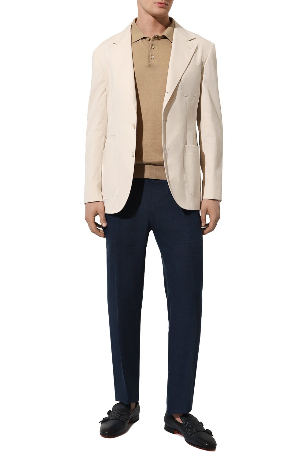 Льняные брюки KITON синего цвета по цене 99500 руб., арт. UPN01H08838, фото 2 Льняные брюки KITON, арт. UPN01H08838, фото 2