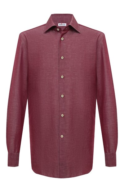 Мужская сорочка из хлопка и льна KITON, арт. UCIH06609