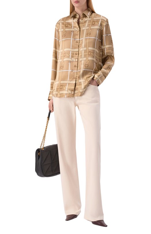 Атласная блузка Burberry 8120036 Бежевый  8120036 Фото 2