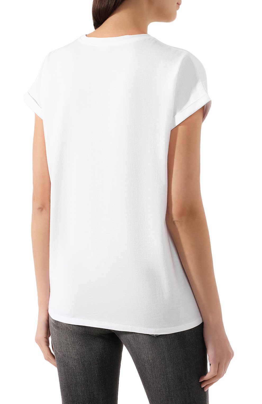 Хлопковая футболка BALMAIN белого цвета по цене 118500 руб., арт. TF01351/P040, фото 4 Хлопковая футболка BALMAIN, арт. TF01351/P040, фото 4