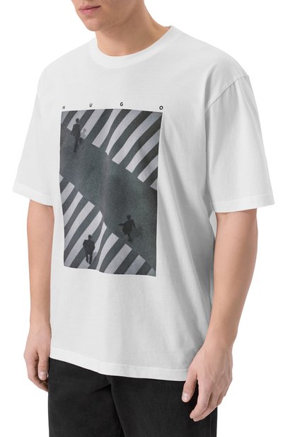 Хлопковая футболка HUGO белого цвета по цене 8730 руб., арт. 50553330, фото 3 Хлопковая футболка HUGO, арт. 50553330, фото 3