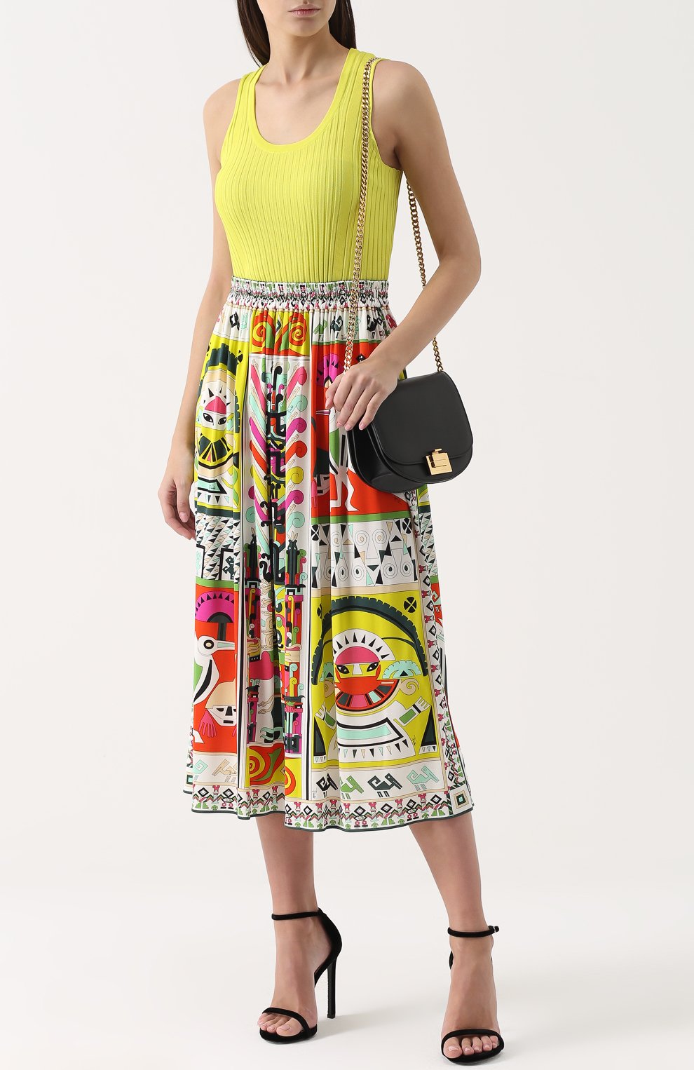 Облегающий топ фактурной вязки без рукавов EMILIO PUCCI желтого цвета по цене 54150 руб., арт. 72/KP50/72966, фото 2 Облегающий топ фактурной вязки без рукавов EMILIO PUCCI, арт. 72/KP50/72966, фото 2