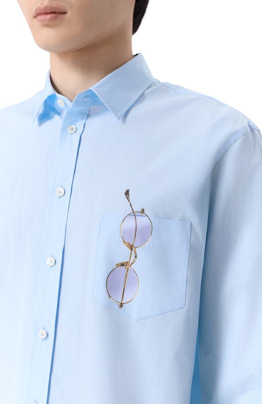 Хлопковая рубашка Moschino V0229/0235 Голубой  V0229/0235 Фото 5