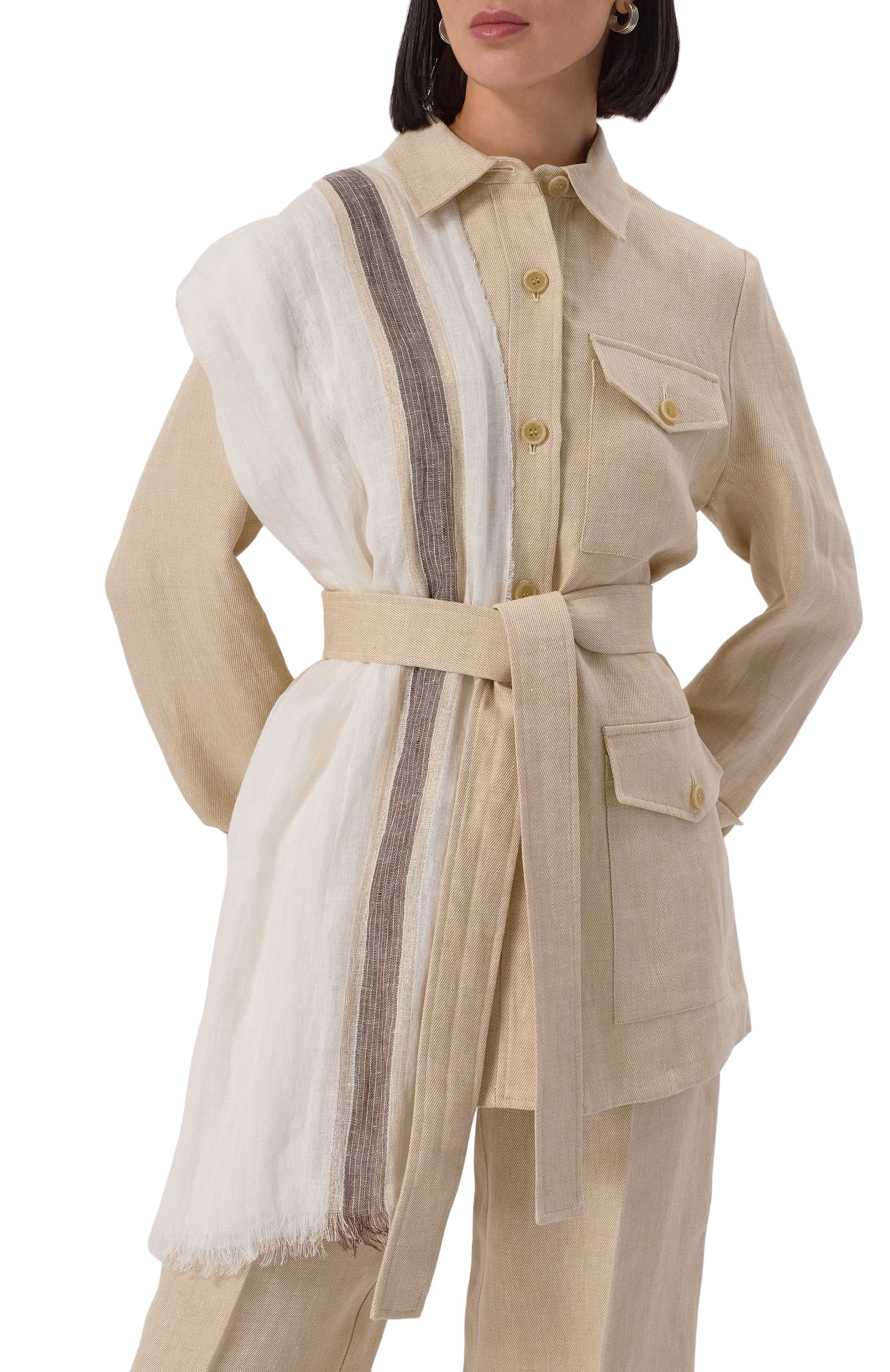 Льняной шарф LORENA ANTONIAZZI, арт. R25275SP08A/9999, фото 2