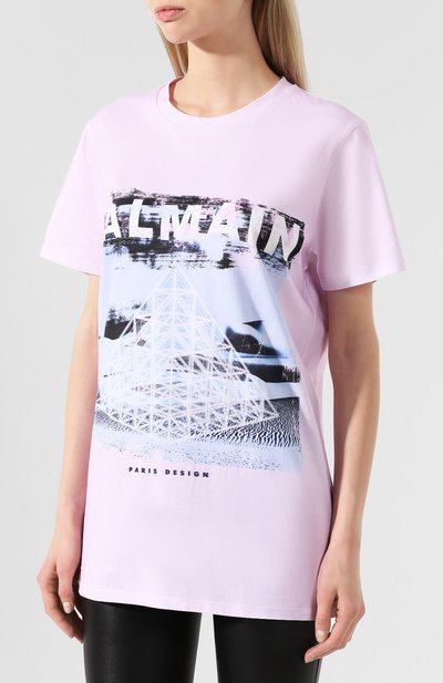 Хлопковая футболка BALMAIN светло-розового цвета по цене 42050 руб., арт. RF01590/I133, фото 3 Хлопковая футболка BALMAIN, арт. RF01590/I133, фото 3