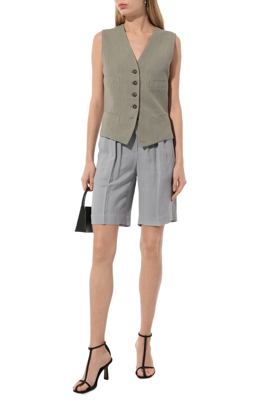 Шорты из вискозы и льна Brunello Cucinelli MH126B1365 Серый  MH126B1365 Фото 2