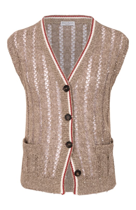 Льняной жилет Brunello Cucinelli MC0559426 Бежевый MC0559426