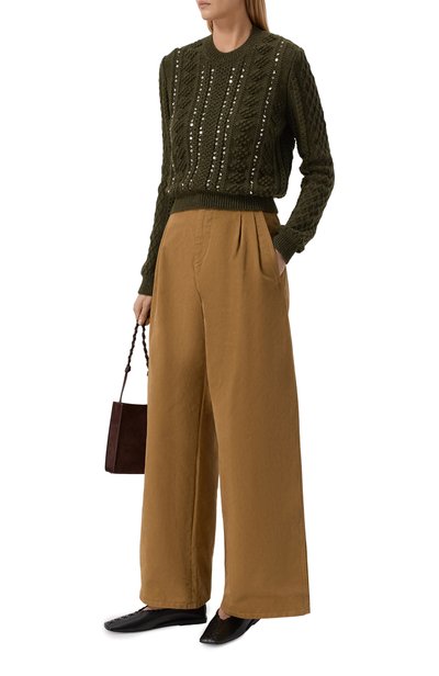 Хлопковые брюки JIL SANDER бежевого цвета по цене 155500 руб., арт. J02KA0408/J45369, фото 2 Хлопковые брюки JIL SANDER, арт. J02KA0408/J45369, фото 2