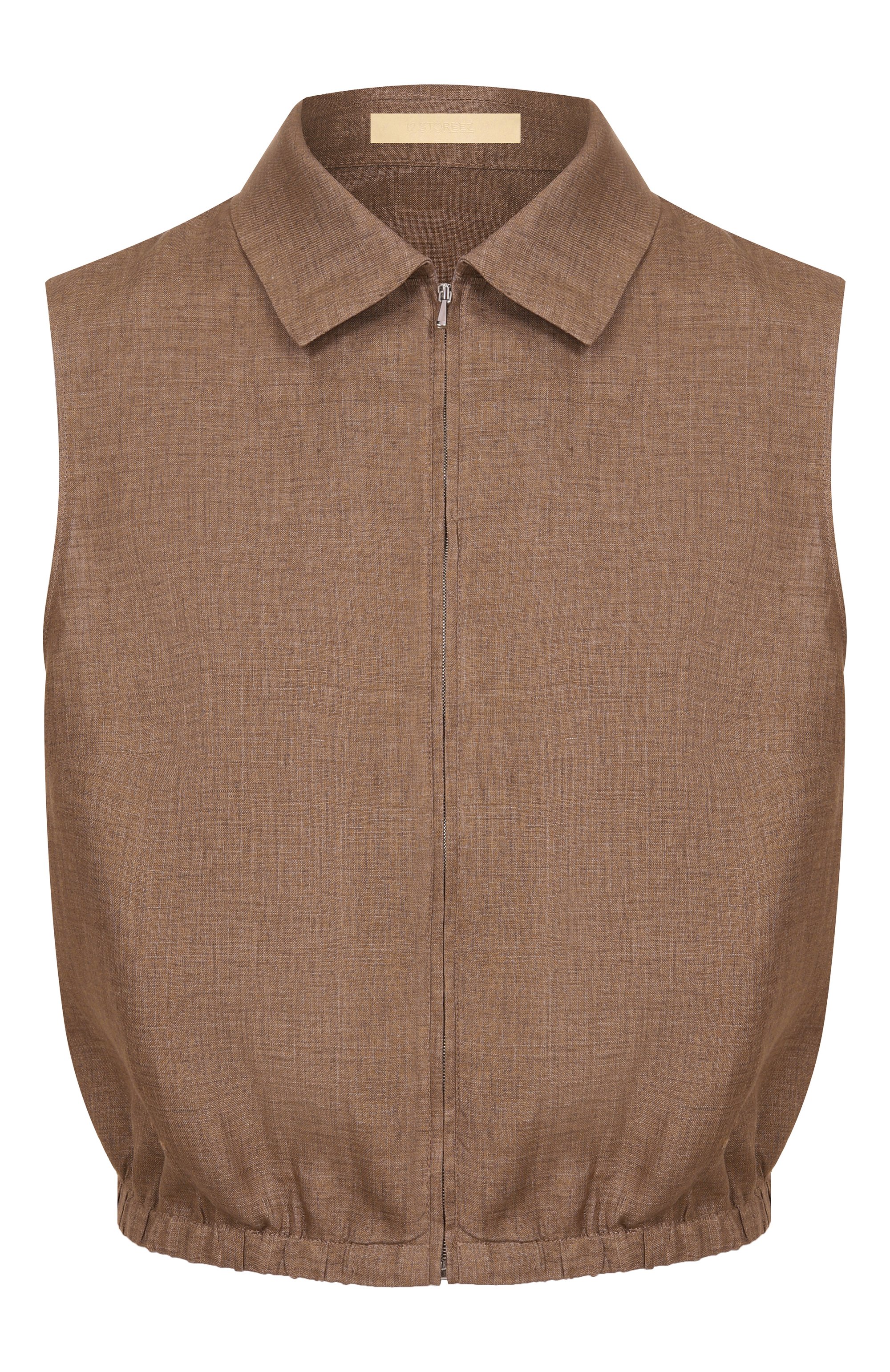 Льняной топ 12 STOREEZ коричневого цвета по цене 13000 руб., арт. 137461, фото 1 Льняной топ 12 STOREEZ, арт. 137461, фото 1