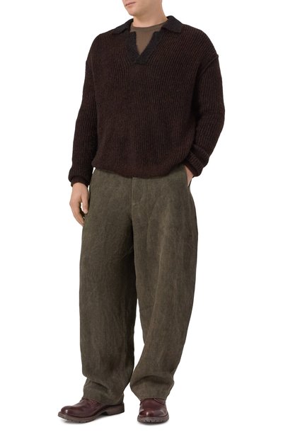 Льняные брюки UMA WANG хаки цвета по цене 152500 руб., арт. UM3517, фото 2 Льняные брюки UMA WANG, арт. UM3517, фото 2