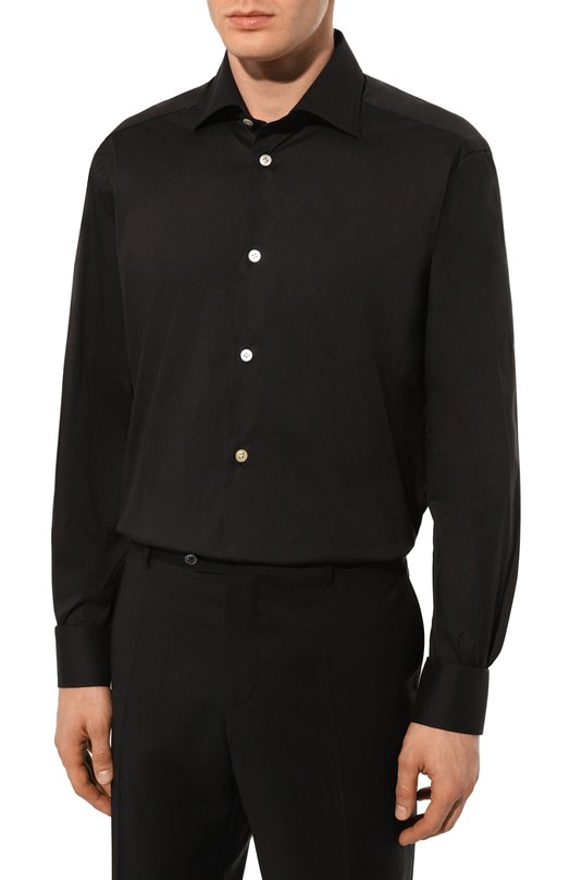 Хлопковая сорочка Kiton UCIH0909508 Чёрный  UCIH0909508 Фото 4