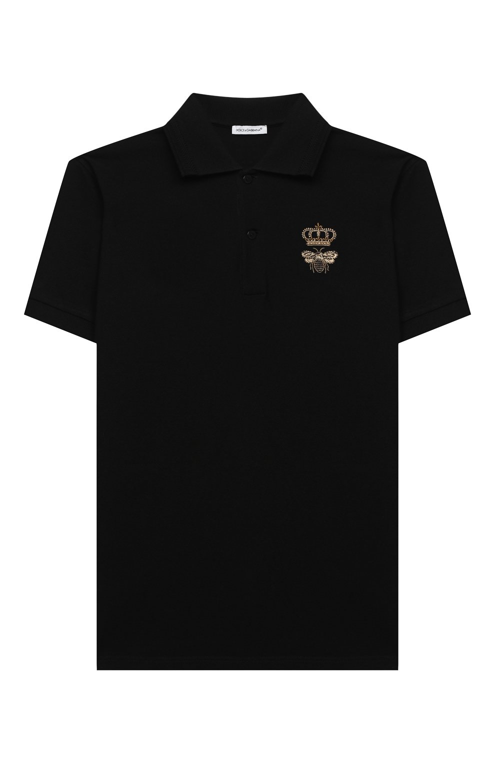 Хлопковое поло DOLCE & GABBANA черного цвета по цене 26050 руб., арт. L4JTCX/G7YGM/8-14, фото 1 Хлопковое поло DOLCE & GABBANA, арт. L4JTCX/G7YGM/8-14, фото 1