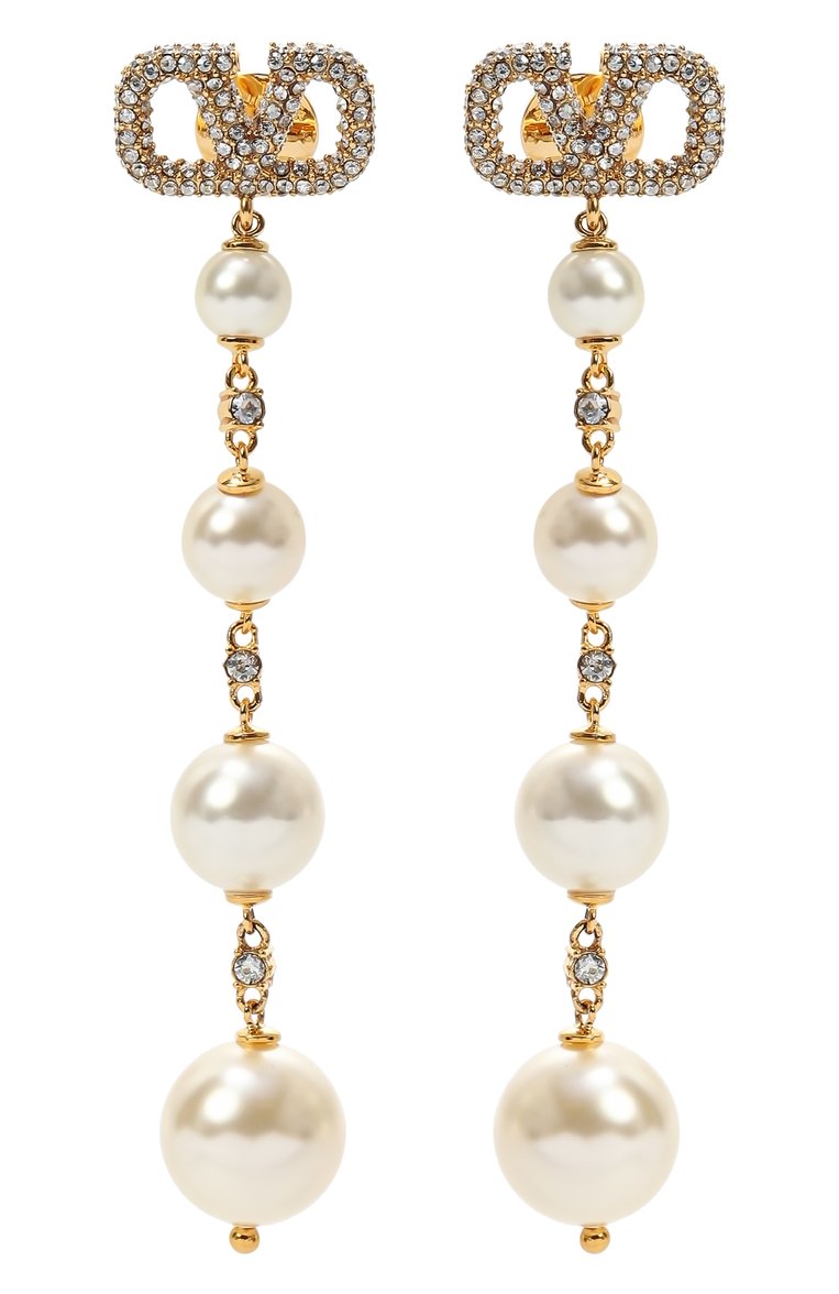 Женские серьги VALENTINO золотого цвета, арт. 5W2J0W76/QVS | Фото 1 (Материал: Металл; Нос: Не проставлено; Автоматизация состава: Проставлено)