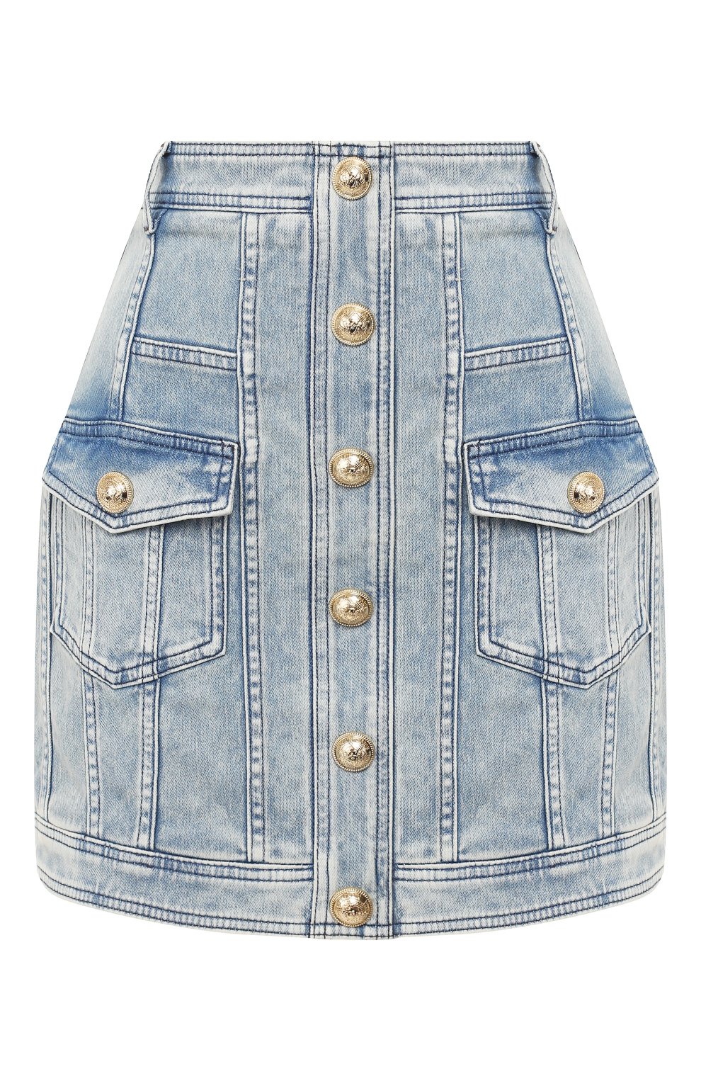 Джинсовая юбка BALMAIN голубого цвета по цене 106500 руб., арт. TF14013/D005, фото 1 Джинсовая юбка BALMAIN, арт. TF14013/D005, фото 1
