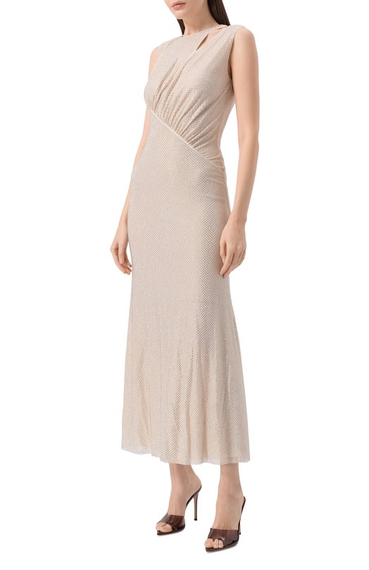 Платье с отделкой стразами self-portrait SC25030MCH Кремовый  SC25030MCH Фото 2