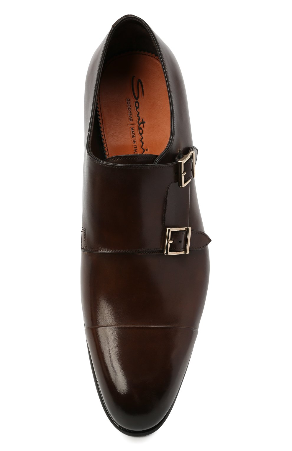 Кожаные монки SANTONI темно-коричневого цвета по цене 111000 руб., арт. MCCR11652MC1HVVDT50, фото 5 Кожаные монки SANTONI, арт. MCCR11652MC1HVVDT50, фото 5