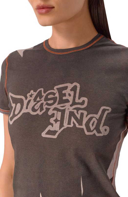 Хлопковая футболка T-Grafi Diesel A21771/0EPCP Коричневый  A21771/0EPCP Фото 5