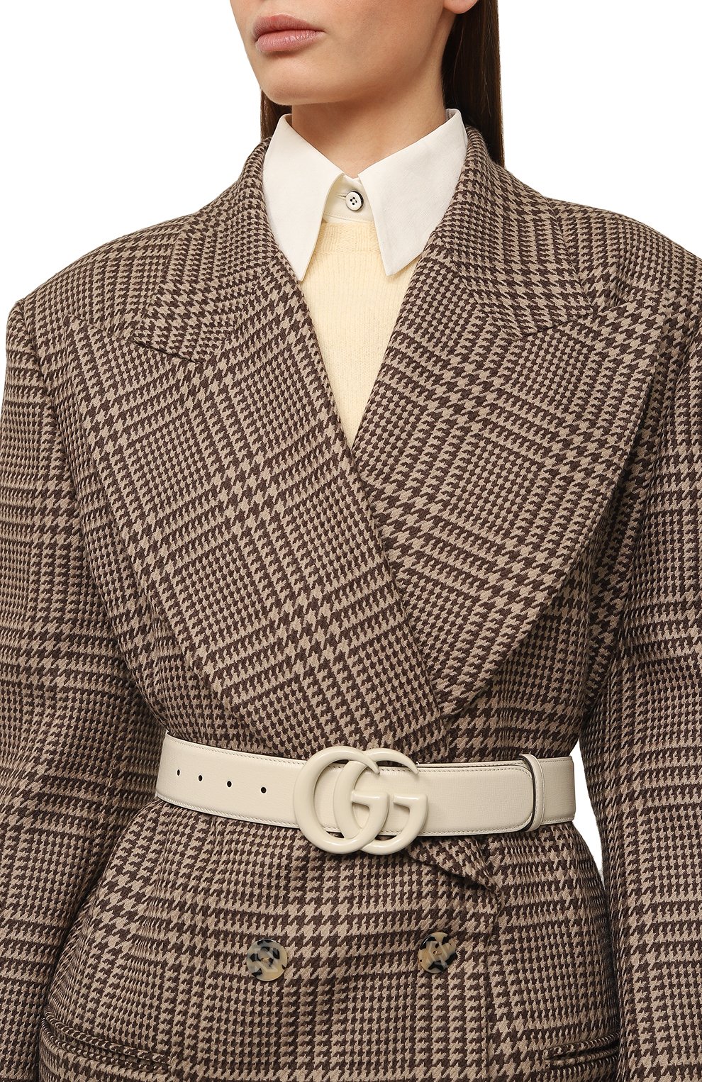 Кожаный ремень GUCCI молочного цвета по цене 60480 руб., арт. 400593 18YXV, фото 2 Кожаный ремень GUCCI, арт. 400593 18YXV, фото 2