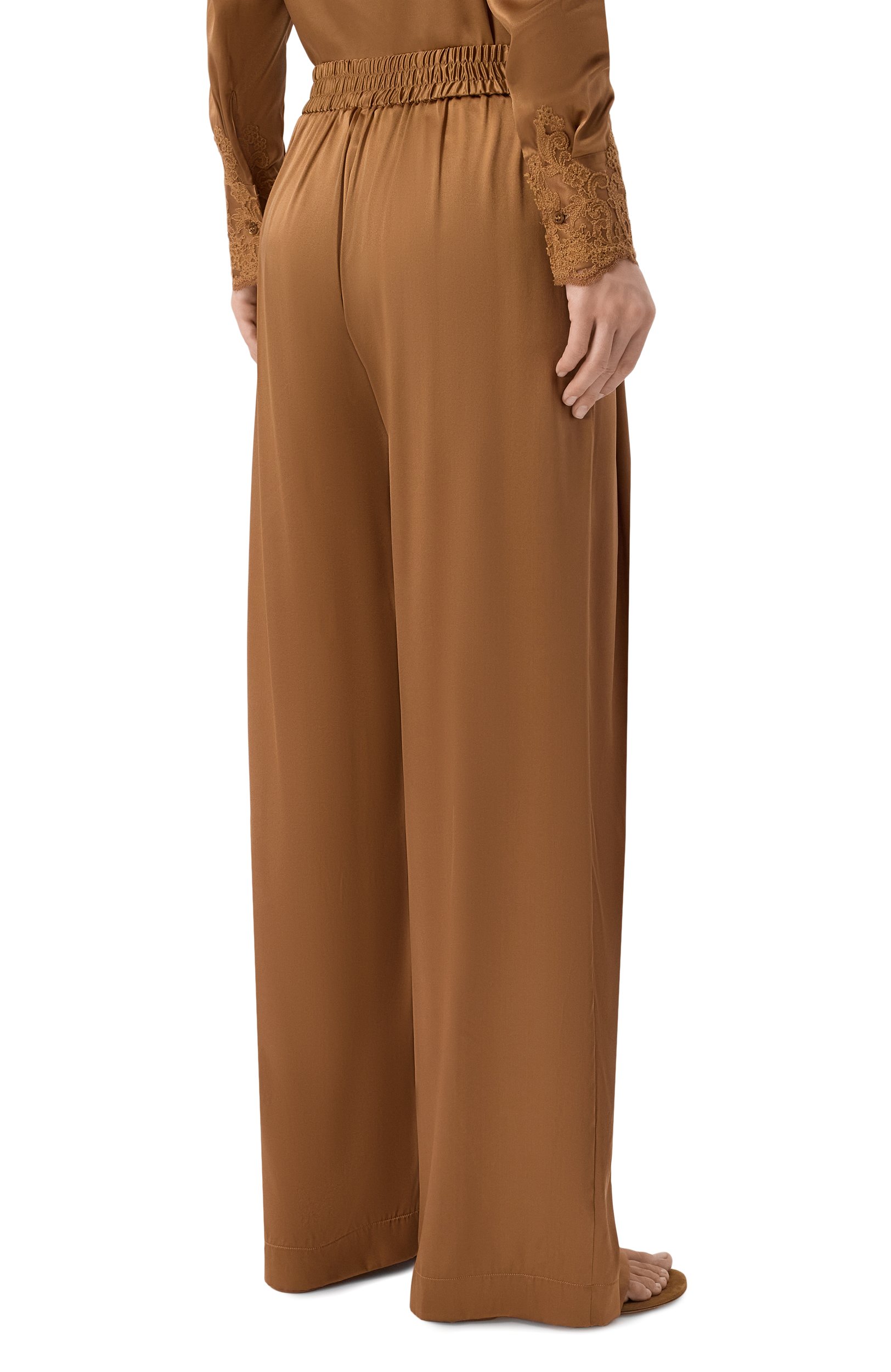 Шелковые брюки ERMANNO SCERVINO коричневого цвета по цене 78300 руб., арт. D494P606TBW, фото 4 Шелковые брюки ERMANNO SCERVINO, арт. D494P606TBW, фото 4