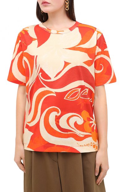 Хлопковая футболка DRIES VAN NOTEN красного цвета по цене 29800 руб., арт. 202-31118-1617, фото 3 Хлопковая футболка DRIES VAN NOTEN, арт. 202-31118-1617, фото 3