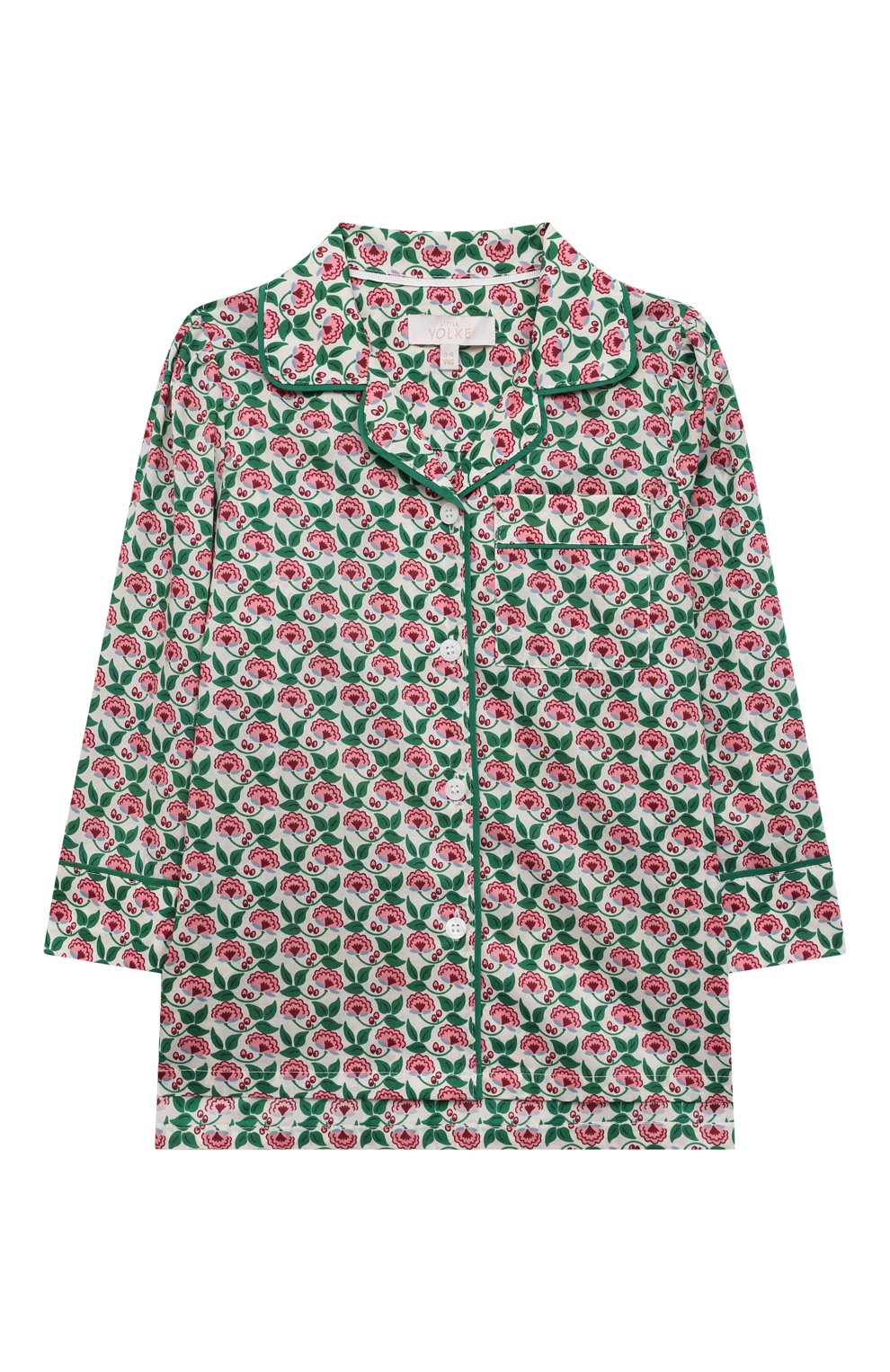 Хлопковая пижама LITTLE YOLKE зеленого цвета по цене 10550 руб., арт. AW21-12C-SP-GR, фото 2 Хлопковая пижама LITTLE YOLKE, арт. AW21-12C-SP-GR, фото 2
