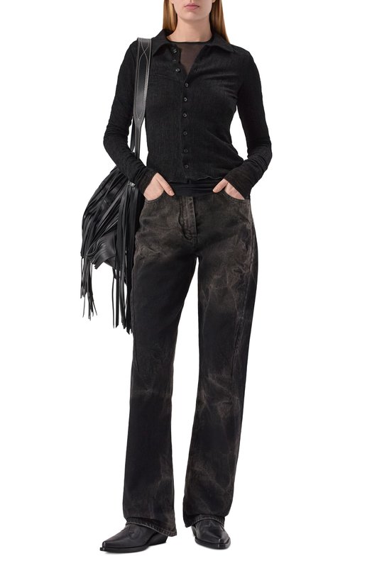 Шерстяная рубашка Ann Demeulemeester B0013581/FA619 Чёрный  B0013581/FA619 Фото 2